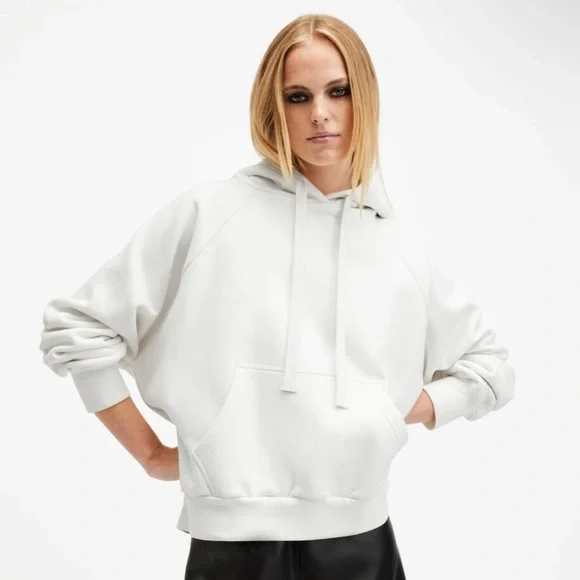AllSaints Talon Underground Sequin Oversized White Hoodie - Picture 2 of 8